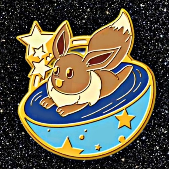 Pokemon Accessories - Pokemon Brown and Blue Eevee Enamel Pin